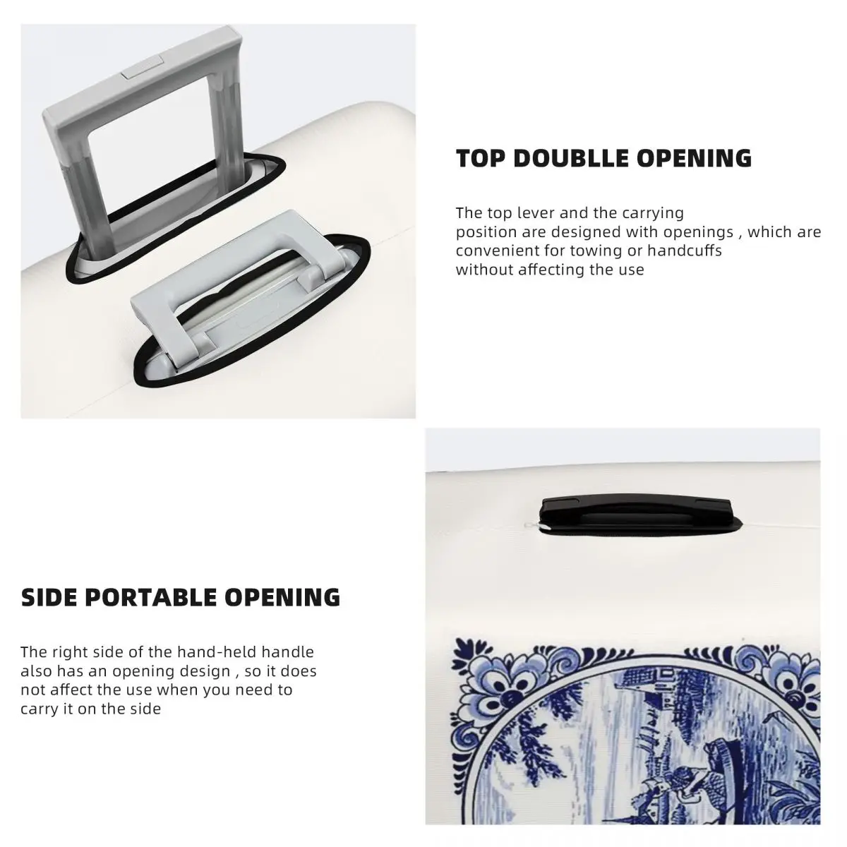 Голландский синий Delft, ветряная мельница, церковные и парусные лодки, защитный чехол для чемодана, эластичные защитные чехлы для дорожного багажа для 18-32 дюймов