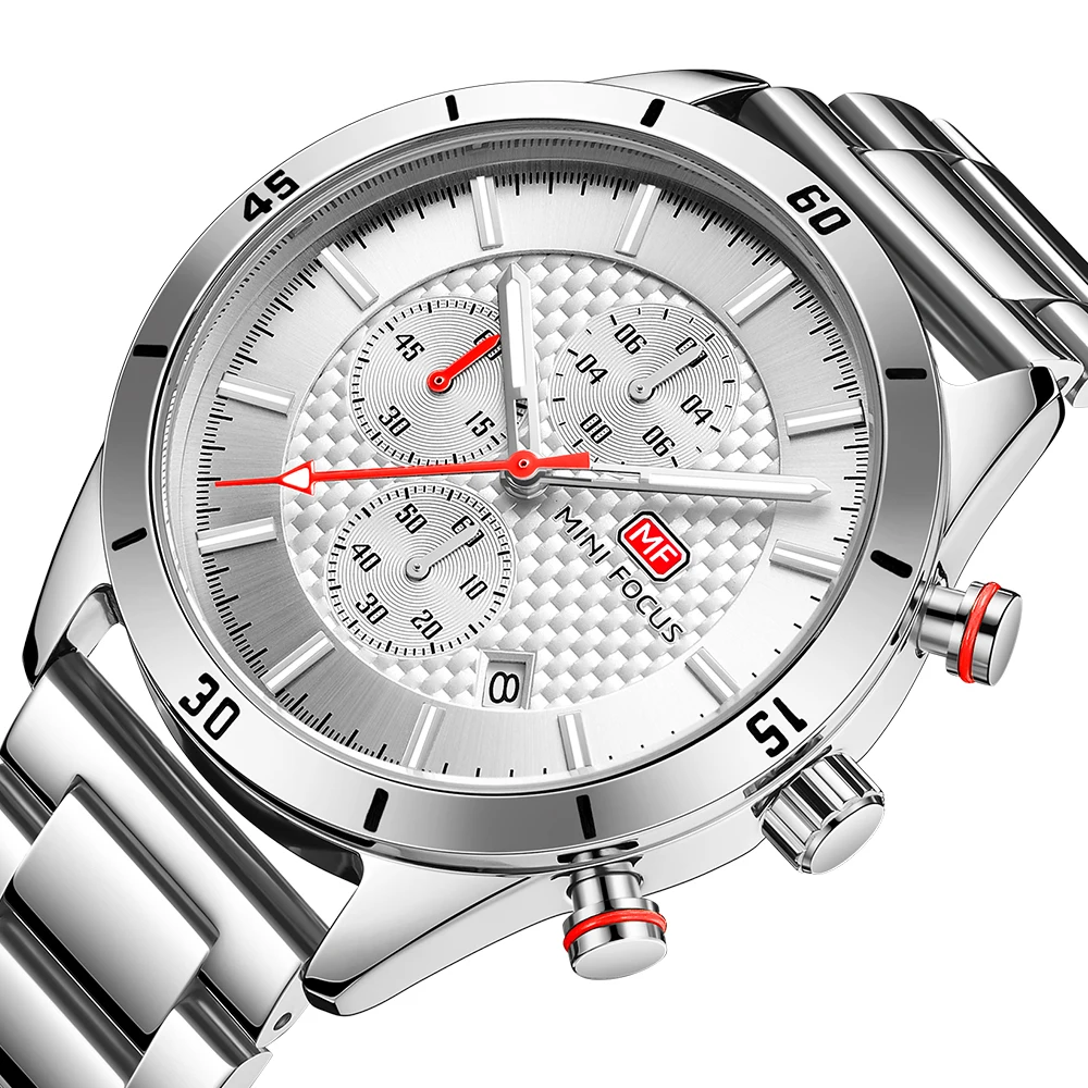 

New Arrivals MINI FOCUS MF0283G Men Business Watch Waterproof Luminous Hands Silver Stainless Steel Band Quartz Watches