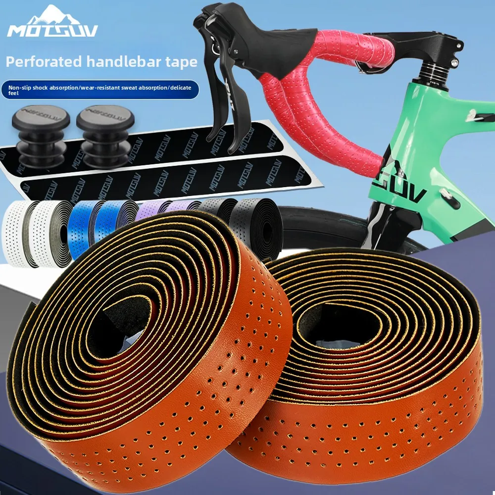 

Highway handlebars with racing bends, breathable, anti slip, sweat absorbing, shock-absorbing, wrapped with bicycle accessories