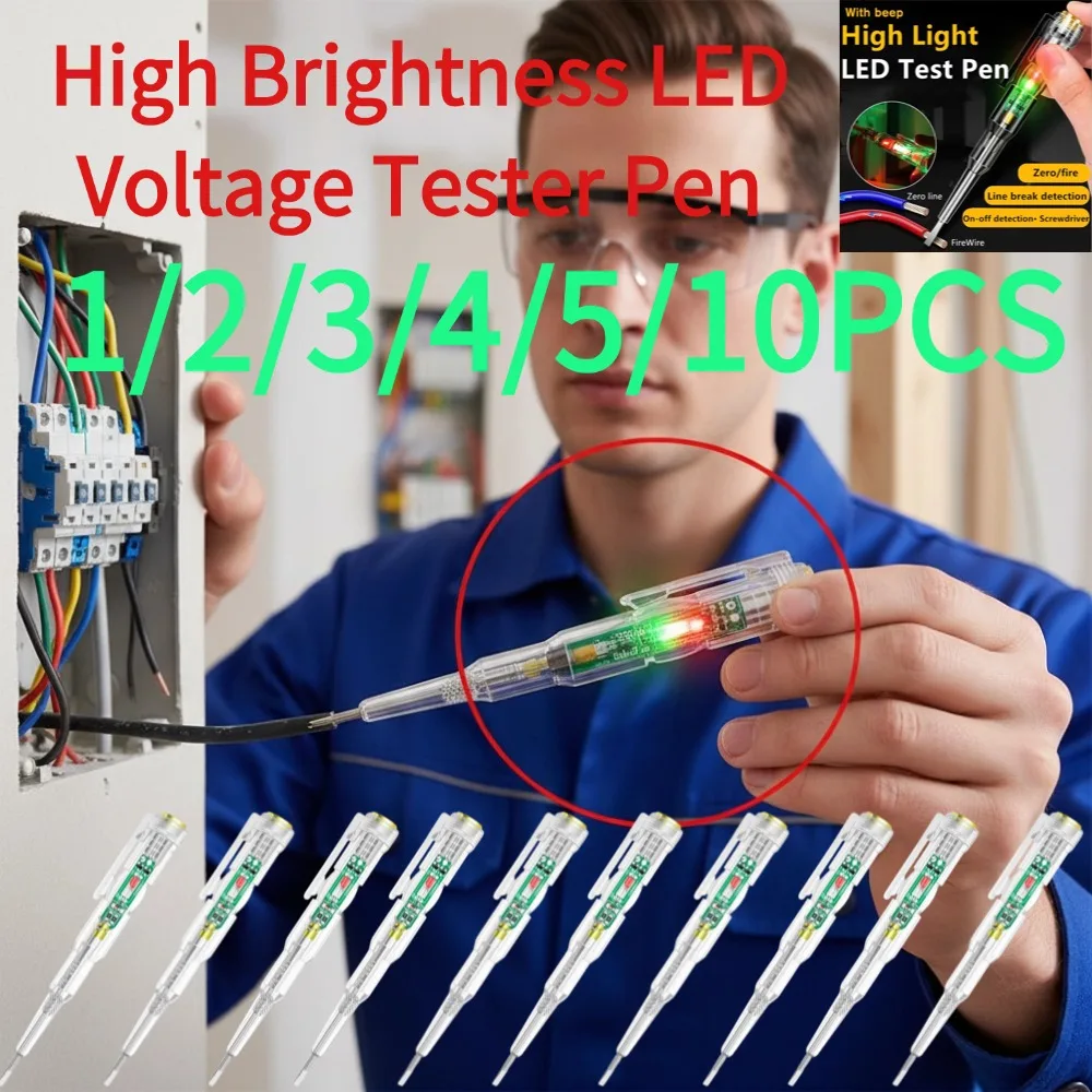 

1-10 шт. Электрическая LED-ручка-тестер напряжения 70-250В, высокояркий индикатор обрыва цепи, многофункциональная тестовая ручка с отверткой