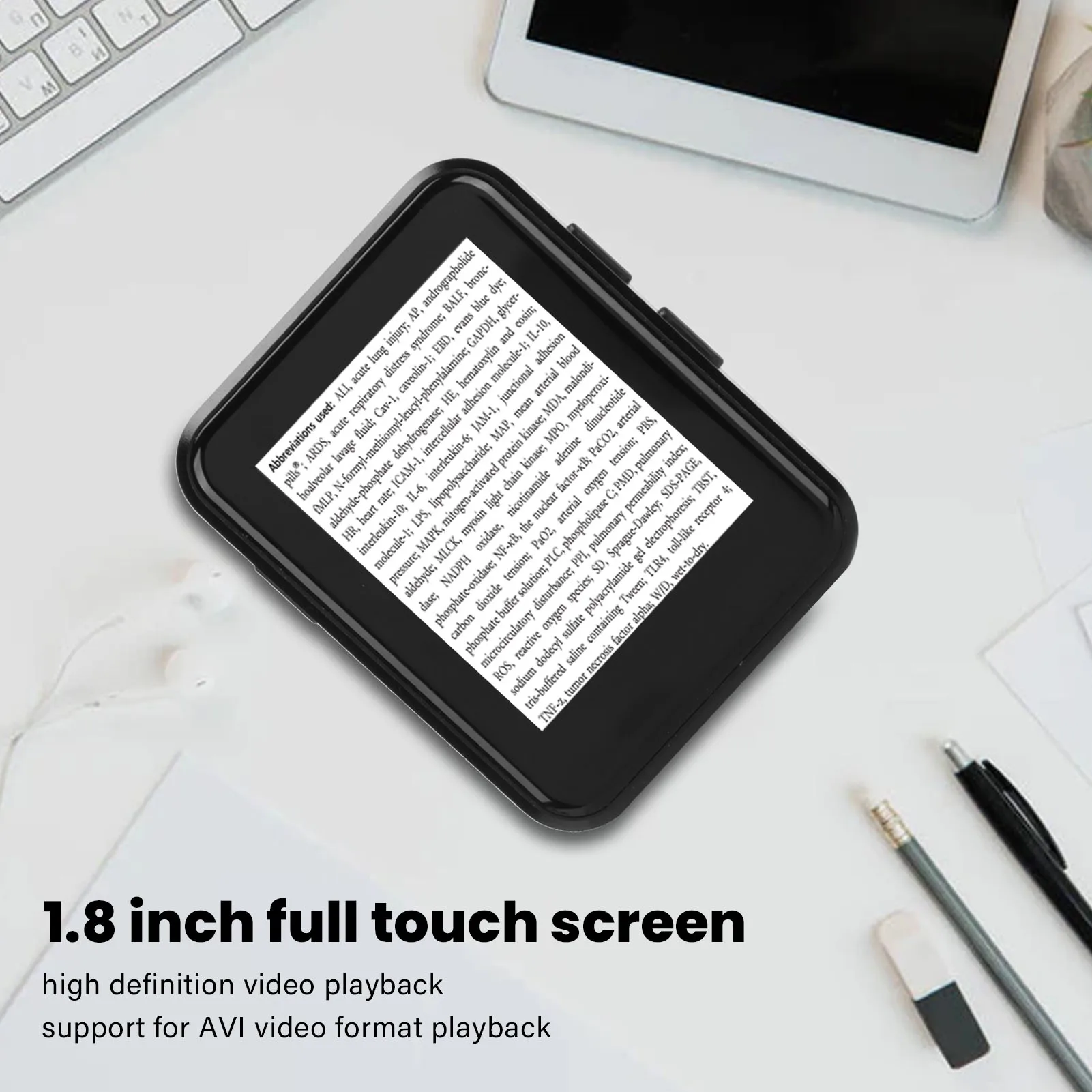 1.8in tela de toque completa mp3 mp4 player bluetooth 5.0 rádio fm lossless hd leitor música digital e leitor livro com alto-falante