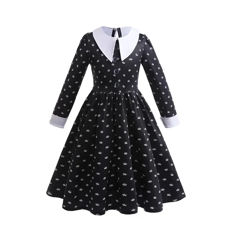 Wednesday Adams Dress Kids Princess Black Wednesday Dance Dress Girl Role Play Wednesday Costume Family Halloween Disguise