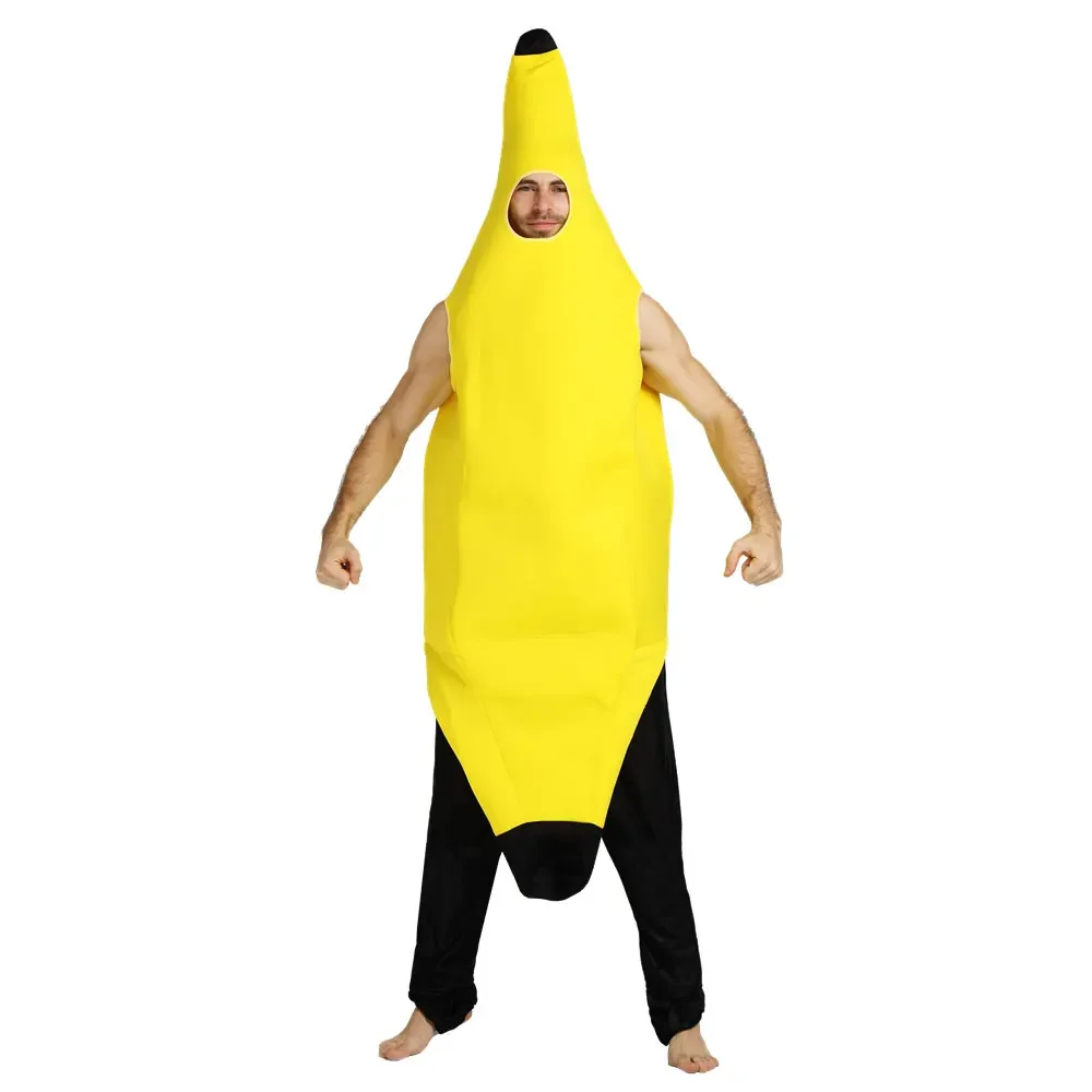 Disfraces de fiesta de Halloween para hombres adultos, mono ligero, fruta divertida, plátano, novedad