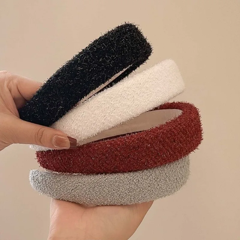 Premium sense bright silk coarse high skull top headband Korean version wide hairhoop sponge versatile pressure hair headband