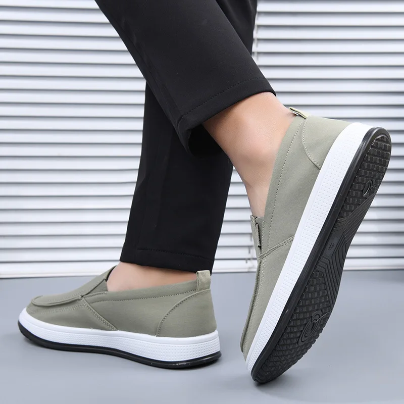 Herren-Slipper aus Canvas, atmungsaktiv, leicht, rutschfest, flache, bequeme Freizeitschuhe, ideal zum Spazierengehen, für den täglichen Gebrauch. – Detail 8