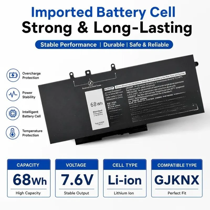 New Laptop Battery for Precision 3520 3530 GJKNX 68WH 4 Core Compatible Replacement Power Supply