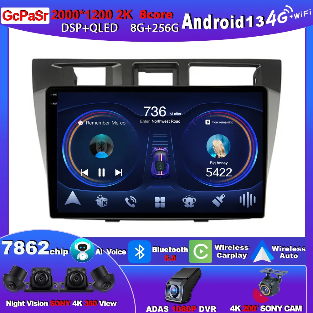 9 Inch Carplay Android For TOYOTA MARK II 9 X100 2000 - 2007 Accessories Automotive Bluetooth 5G DVD Wifi Touch Screen Display