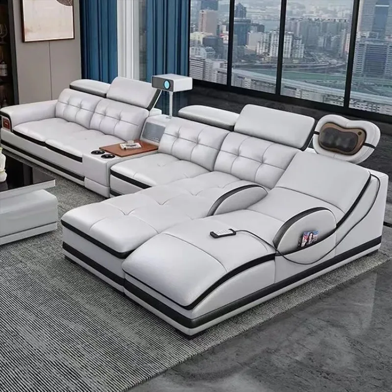 

layer cowhide, modern simple multi-functional intelligent storage, concubine position, large and small house massage sofa