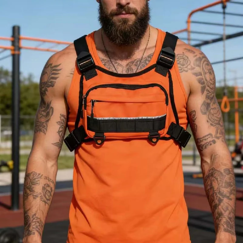 Outdoor Sports Vest Backpacks Reflective Riding Chest Bag Black Hip-hop Streetwear Chest Rig Bags Lightweight Storage Waist Pack