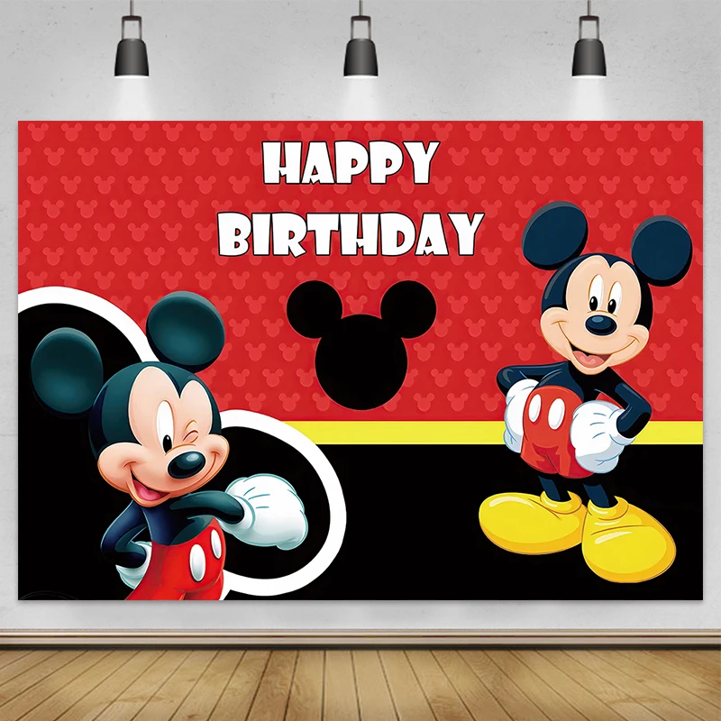 Disney Cartoon Mickey Mouse Children Happy 1st Birthday Party Background Decoration Baby Shower Photography Banner