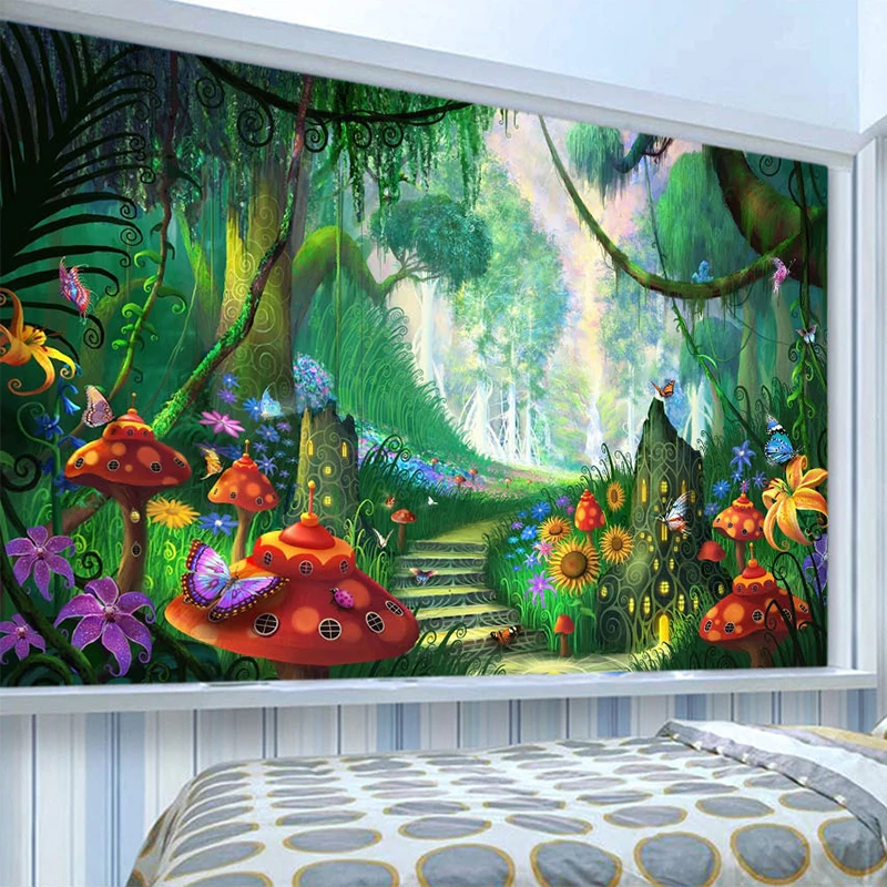 Papel tapiz Mural personalizado 3D, pintura de pared de seta de bosque de dibujos animados, revestimiento de pared de foto ecológico para dormitorio