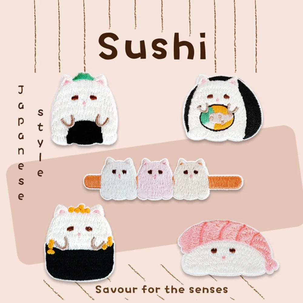 

Cute Sushi Embroidery Patch Stick on Patches DIY Backpack Hat Sticker Sewing Bag Hat Dress Craft Decor Repair Sewing Accessories