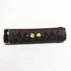 15cm brown silk cord Black Imitated Rayskin Tsuka Wakizashi Handle Fittings For Japanese Sword Katana Fittings