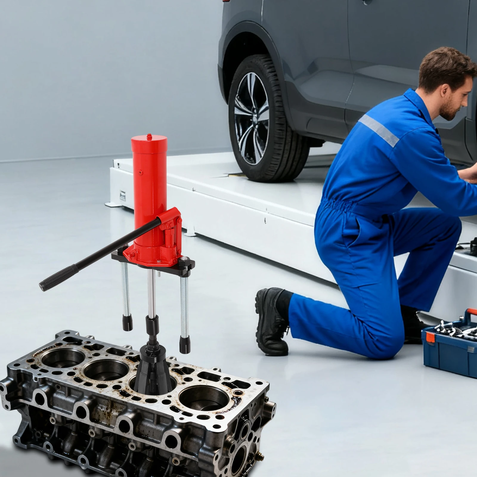 أداة سحب الأسطوانة باللون الأحمر + الأسود (المهنية وتوفير التكلفة) - متخصصة لإزالة بطانة الأسطوانة / تفكيك المحرك، وقابلة لإعادة الاستخدام