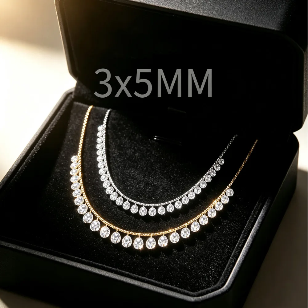Butterflykiss 3*5/4*6/5*7MM Oval Moissanite Sparkling Fashion Pendant Tassel Necklace 925 Sterling Silver Fine Jewelry Wholesale