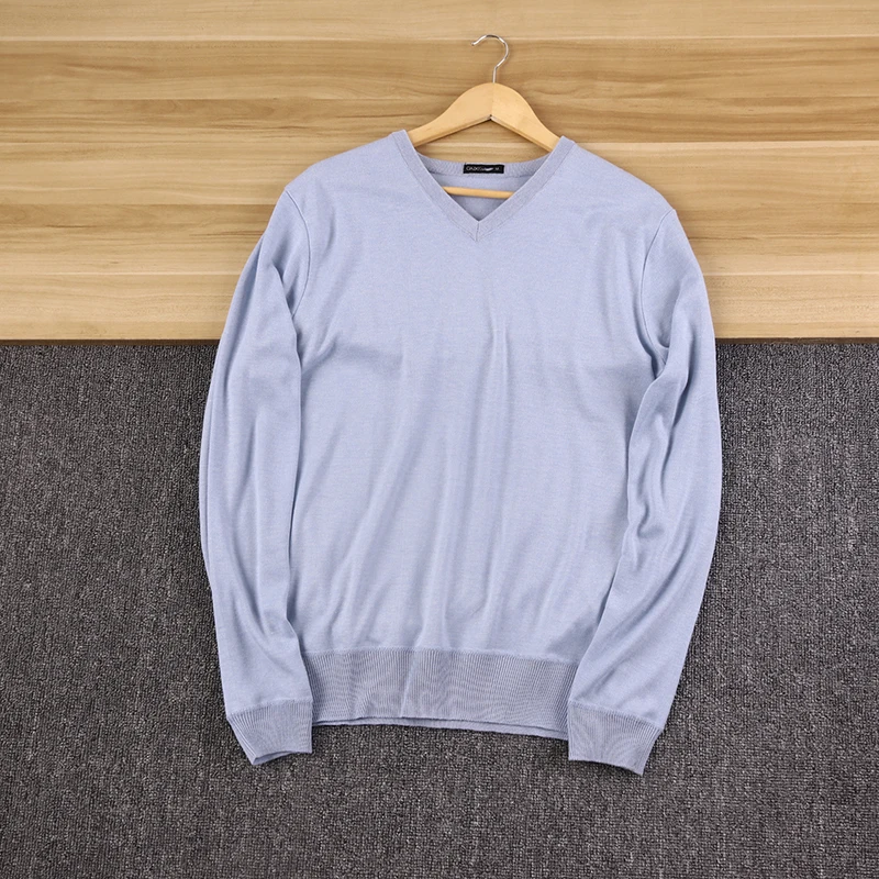 

Men's Casual Thin V-ne Knitwear T-irt High Elastici Spring Autumn Base irt Faionable Ci Sle Long Sve Crew Ne