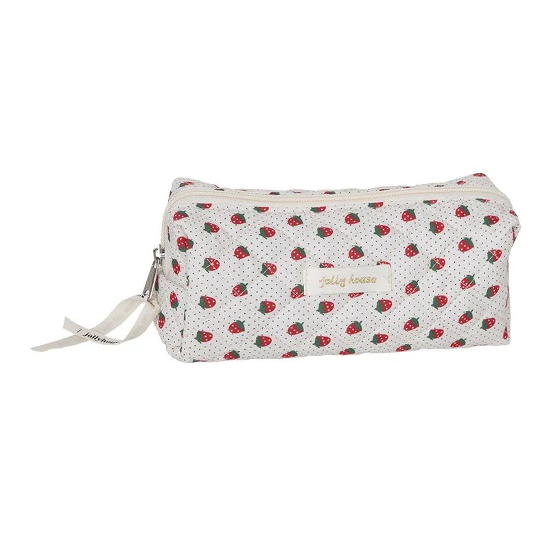 1 Piece Cute Pencil Case Simplicity Korean Chic Floral Pencil Pouch for Girl Soft Cotton High Capacity Stationery Storage Bag