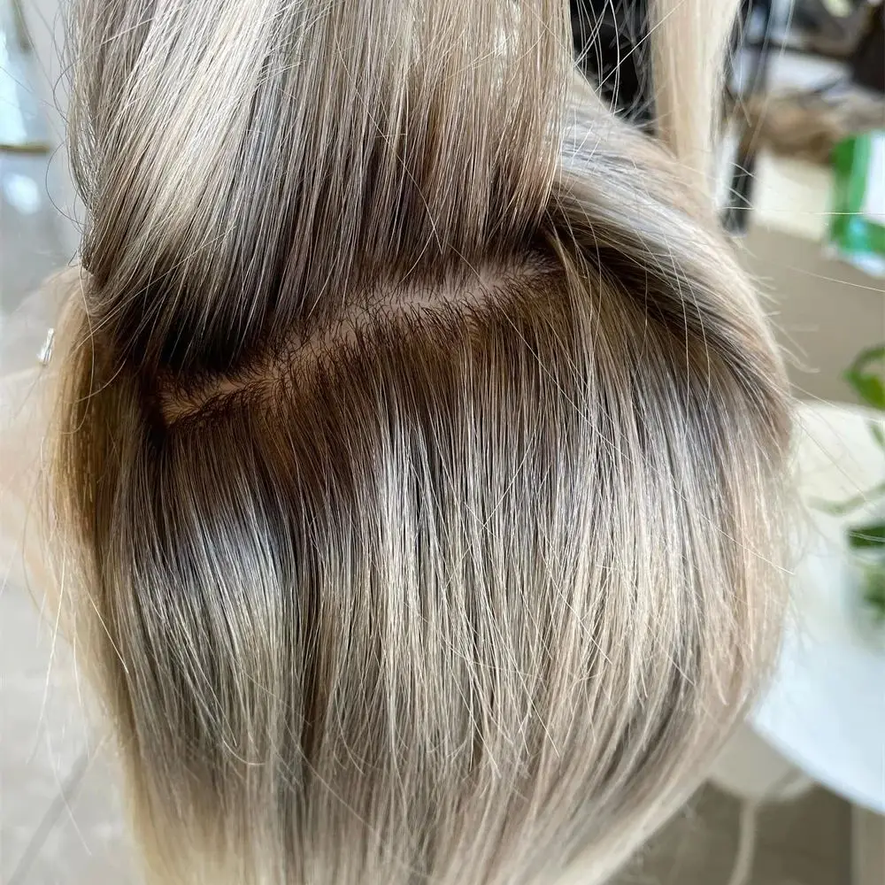 Highlight Ombre Ash Blonde Color Wig 13x4 Synthetic Lace Front Wigs with Ash Roots 28Inch Long Straight HD Lace Wigs For Women