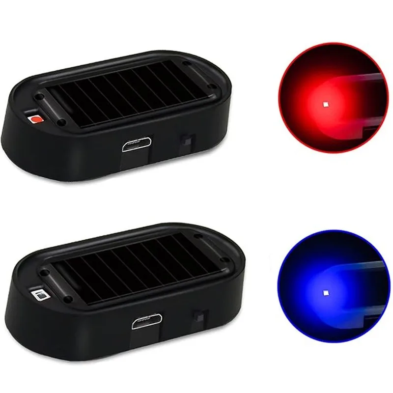 Car Solar Power Simulated Dummy Alarm Warning Anti Theft LED Flashing Security Light Fake Lamp Red Blue Universal Auto Accessory - Detail 1