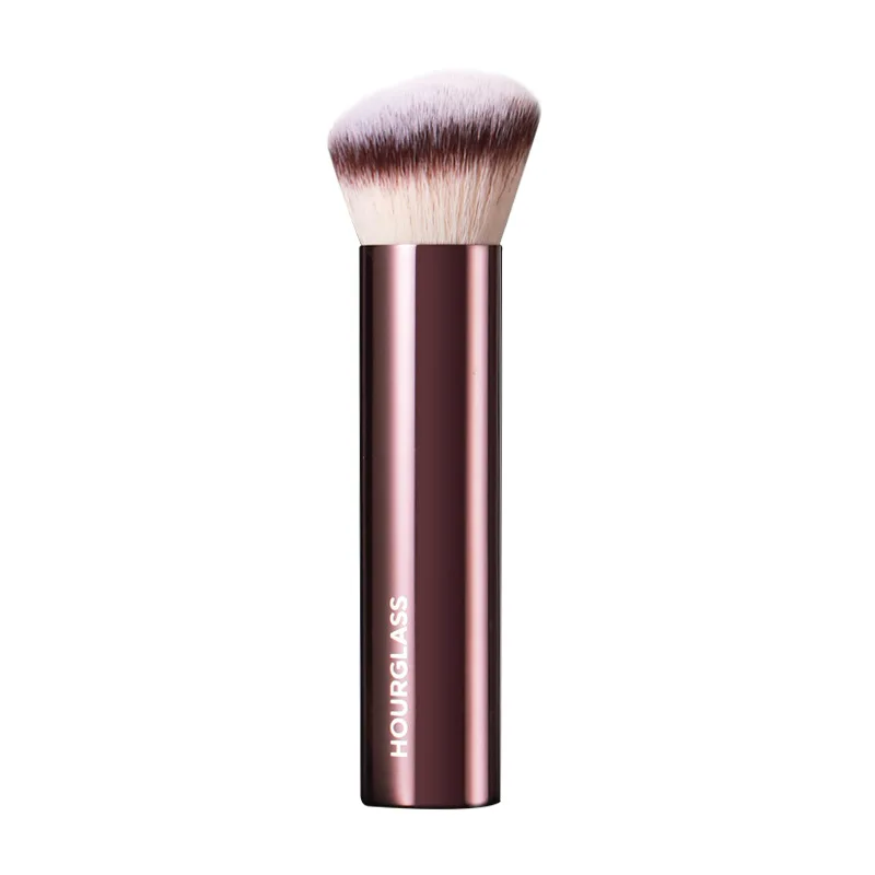Brocha para base de maquillaje en ángulo, 1 piezas, mango de Metal, tubo de aluminio, reloj de arena, cosmética de alta calidad