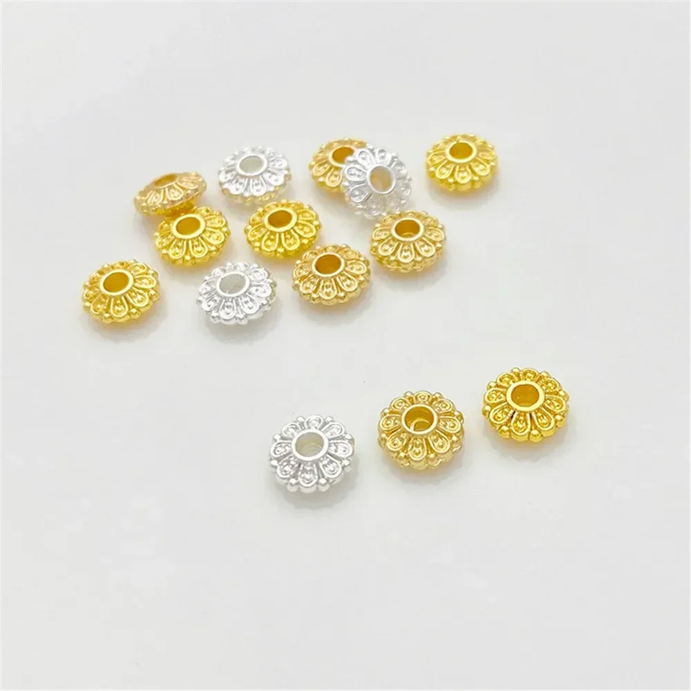 Bandeja de flores embrulhada em ouro 14k, chapéu de flor, espaçador de contas, artesanal, faça você mesmo, pulseira de contas, colar, acessórios de material de joias