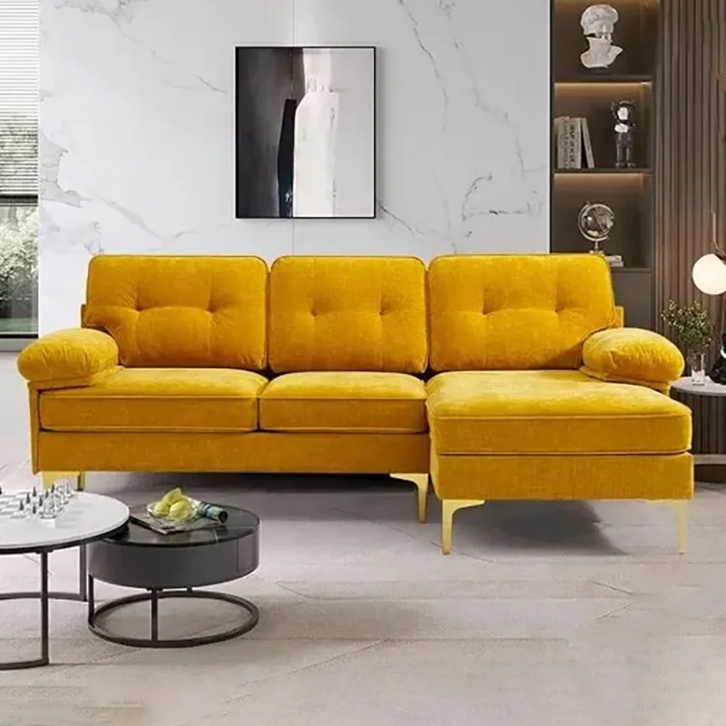 

Convertible Sofa, Living Room Sofa With Reversible Storage Chaise Longue, Deep Seat Sofa Armrests (yellow) Living Room Furniture