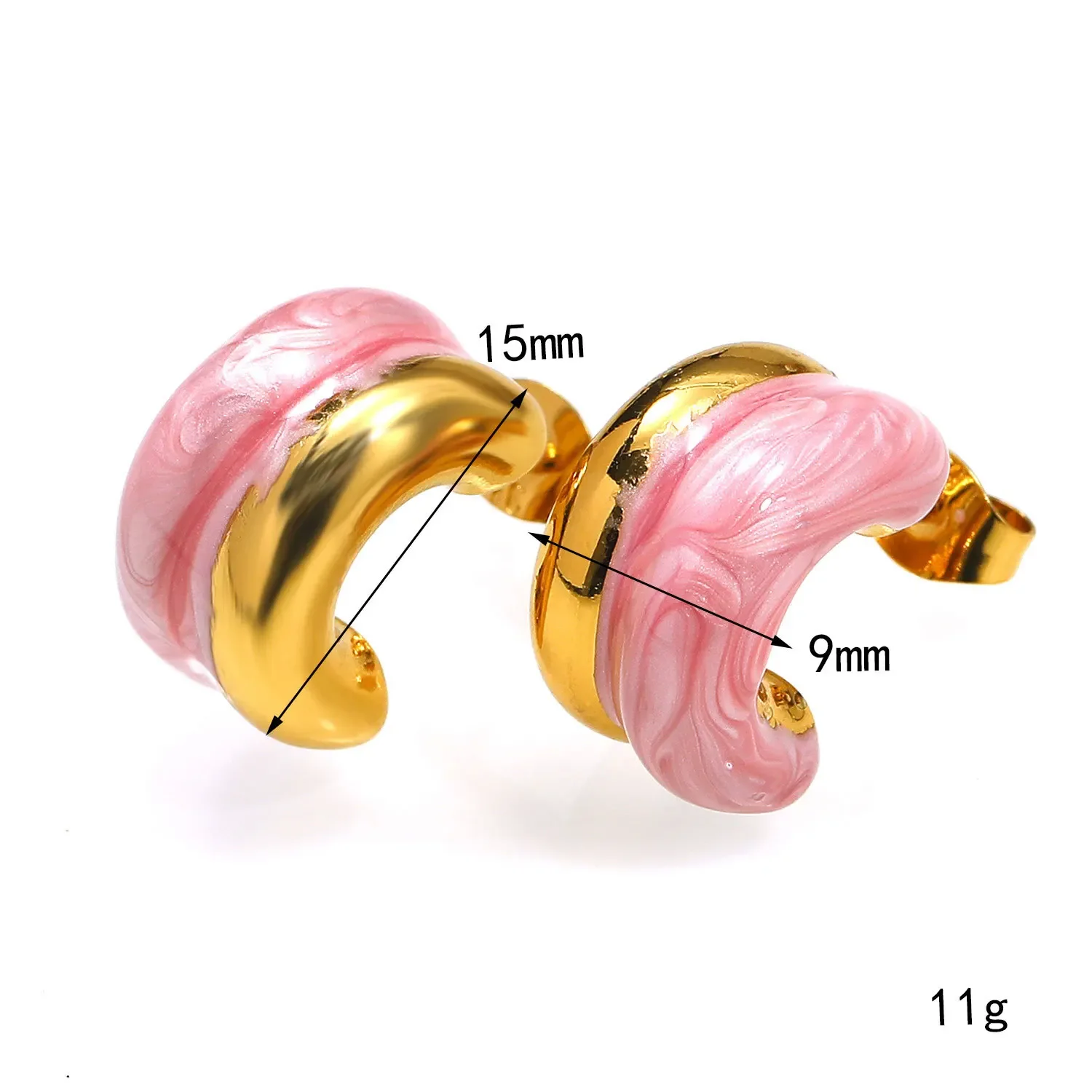 Charm Multi-color Oil Dripping Enamel Hoop Earrings 18K Gold Plated Double Layer Chunky C Shape Ear Huggies Party Gifts Jewelry