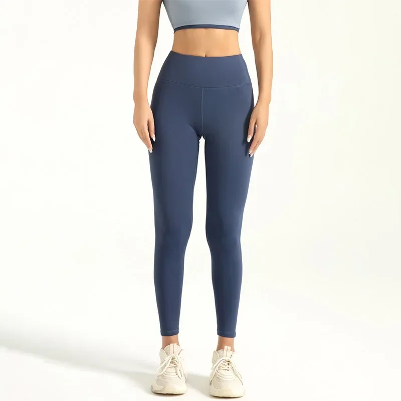 Neun-Punkt-Hose für Damen, Leggings, hohe Taille, einfarbig, Yoga-Sporthose, hochelastische Leggings, Laufen, Fitnesshose, 3XL – Detail 22