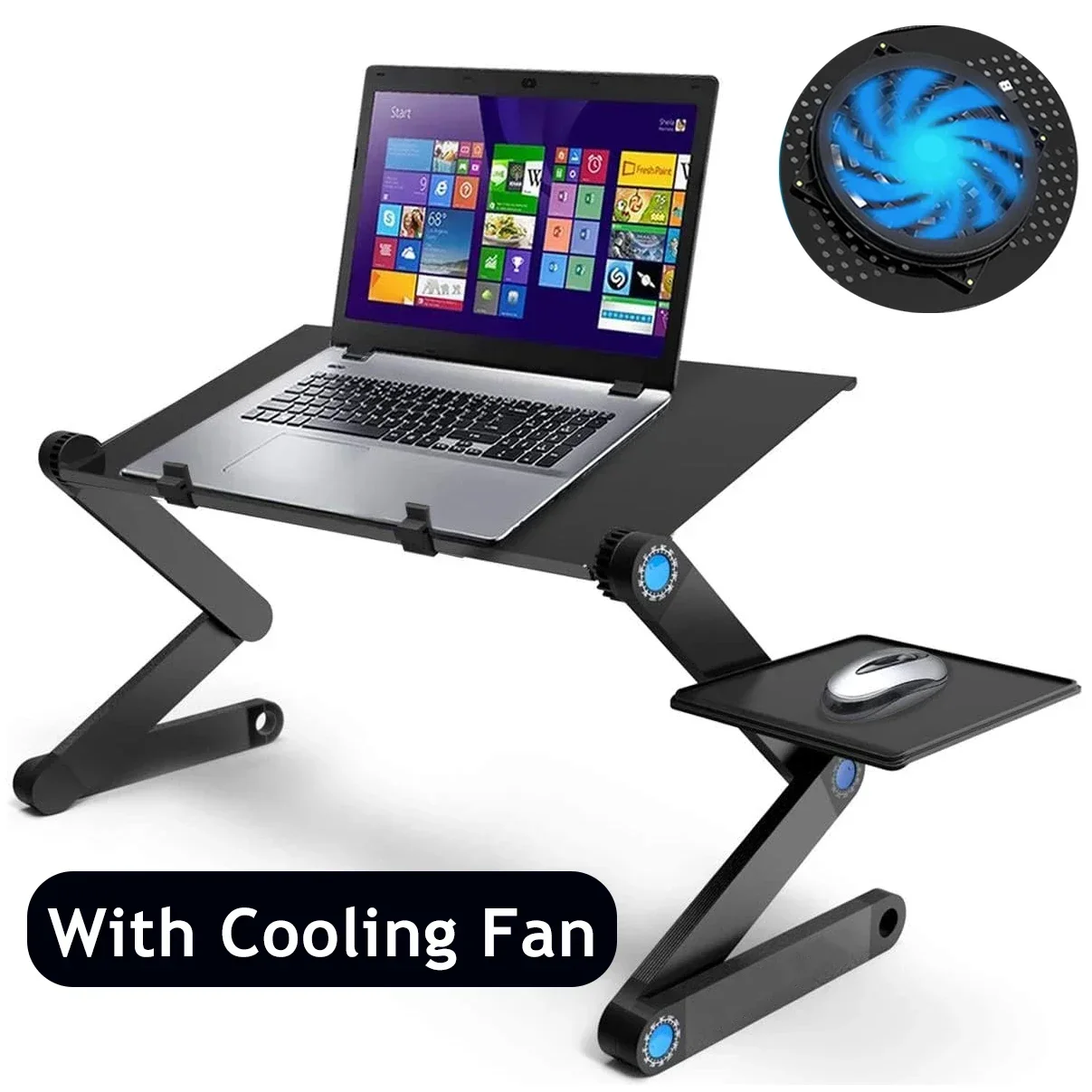 Laptop Table Stand and Lap Desk Adjustable Riser Portable with Mouse Pad Aluminum Laptop Cooling Holder desk for bed desktop