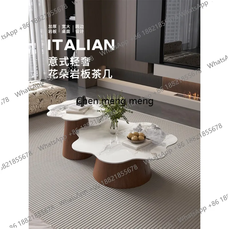 Wabi Sansan special-shaped rock slab coffee table modern simple living room home creative walnut color coffee table