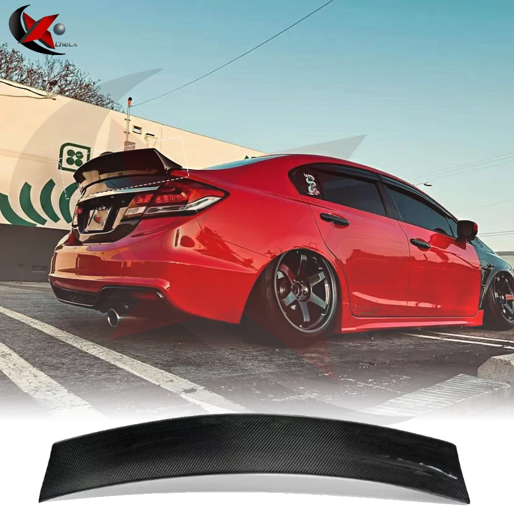 Suitable For 2012-2015 Honda 9th And 9.5 Civic refit True Carbon Fiber Rear Spoiler GT Style Car Trunk Lid Glossy Black Wing