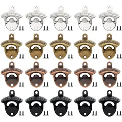 20 Pack Open Here Bottle Opener Wall Mounted Vintage Retro Zinc Alloy Beer OpenersTools Four Colors Combinations Bar Accessories