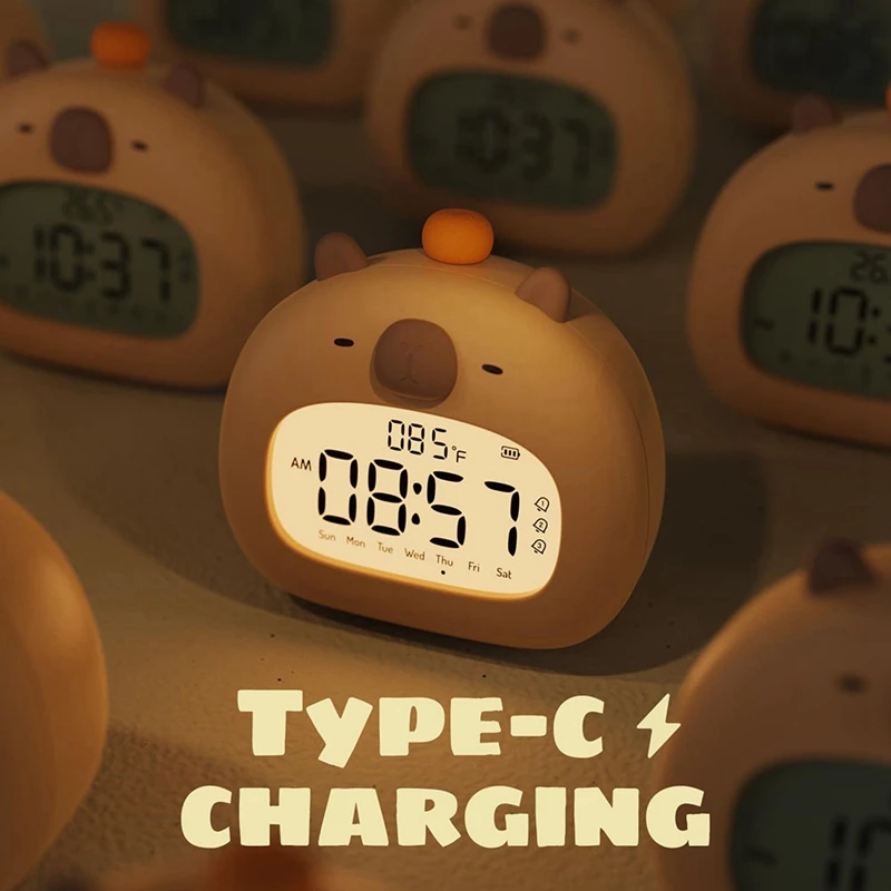 Capybara Alarm Clock For Kids, Ready To Rise Children's Sleep Trainer, Dimming Night Light 1PCS A