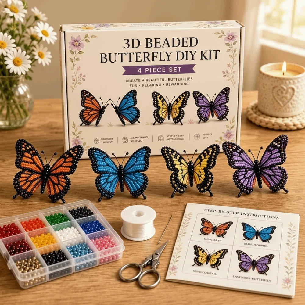 Tiny Beads 3D Beaded Animal Kit Animal Shape Creative Craft Bead Weaving Kit Cute Design Handmade Bead Art Kit Gift Giving