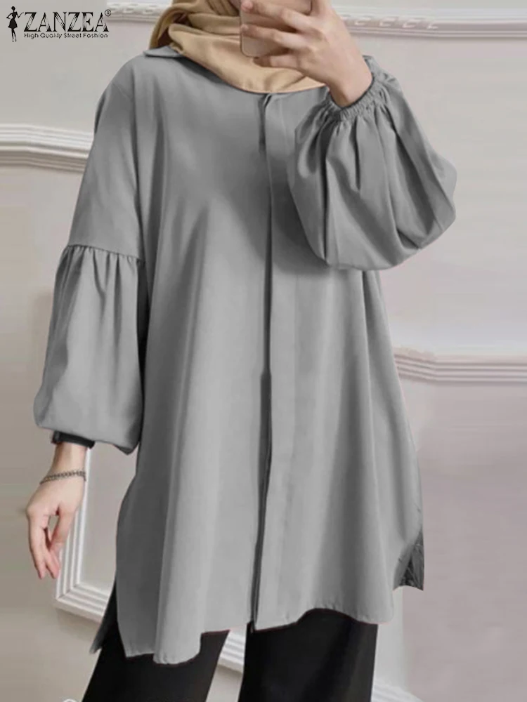 

ZANZEA Muslim Long Tops Dubai Abaya Vintage Women Blouse Fashion Long Sleeve Party Shirt Ramadan IsIamic Clothing Turkey Kaftan