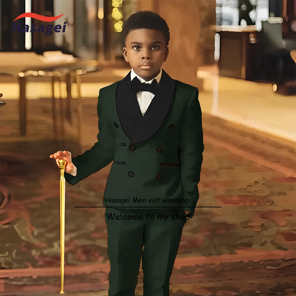 Ivory Kids Suit Wedding Boys Tuxedo 2 Piece Set Double Breasted Jacket Pants Pattern Pattern Formal Wear