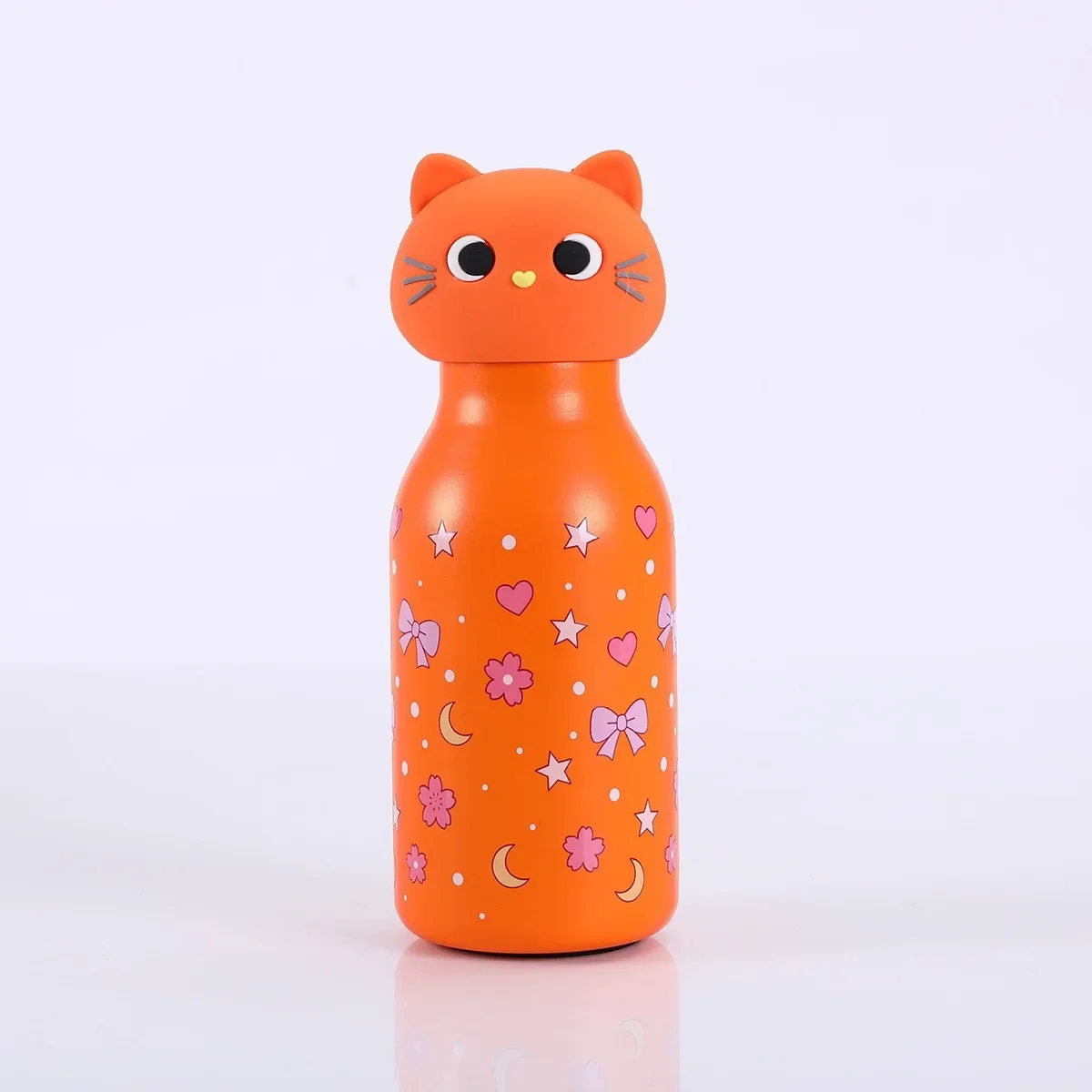 Insulated Stainless Steel Water Bottle with Cat Detachable Soft Head Cartoon Cat Shaped Thermos Bottle With Straw For Kids view 6