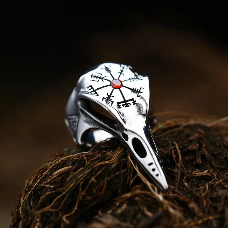 New Gothic Crow Skull Rings for Men Stainless Steel Punk Hip Hop Fashion Unique Viking Ring Halloween Jewelry Gift Wholesale