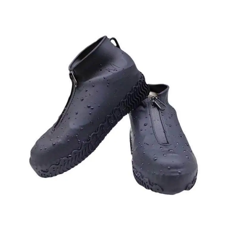Thickened Silicone Zipper Shoe Covers Unisex Adult Waterproof Anti-Snow Rainy Day Anti-Slip Wear-Resistant Bottom Shoe Covers