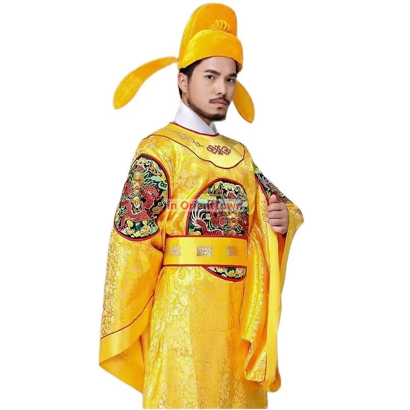 Hanfu Male Ancient Royal Gown  TV Play Emperor Costume Embroidered Dragon Robe Carnival Fancy Cosplay Apparel