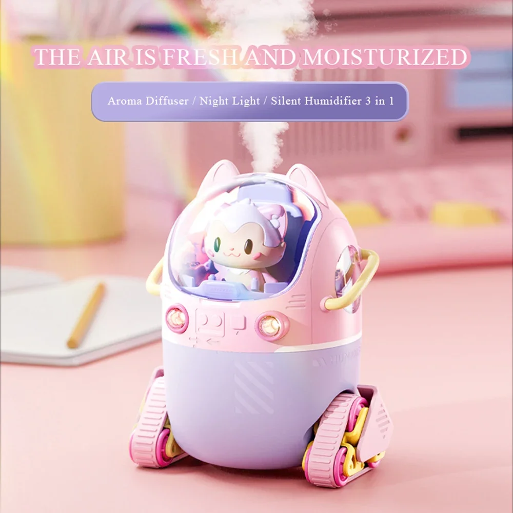 

Cute Cartoon Tank Car Air Humidifier with LED Lights Portable Office Desktop USB 220ML Christmas Gift