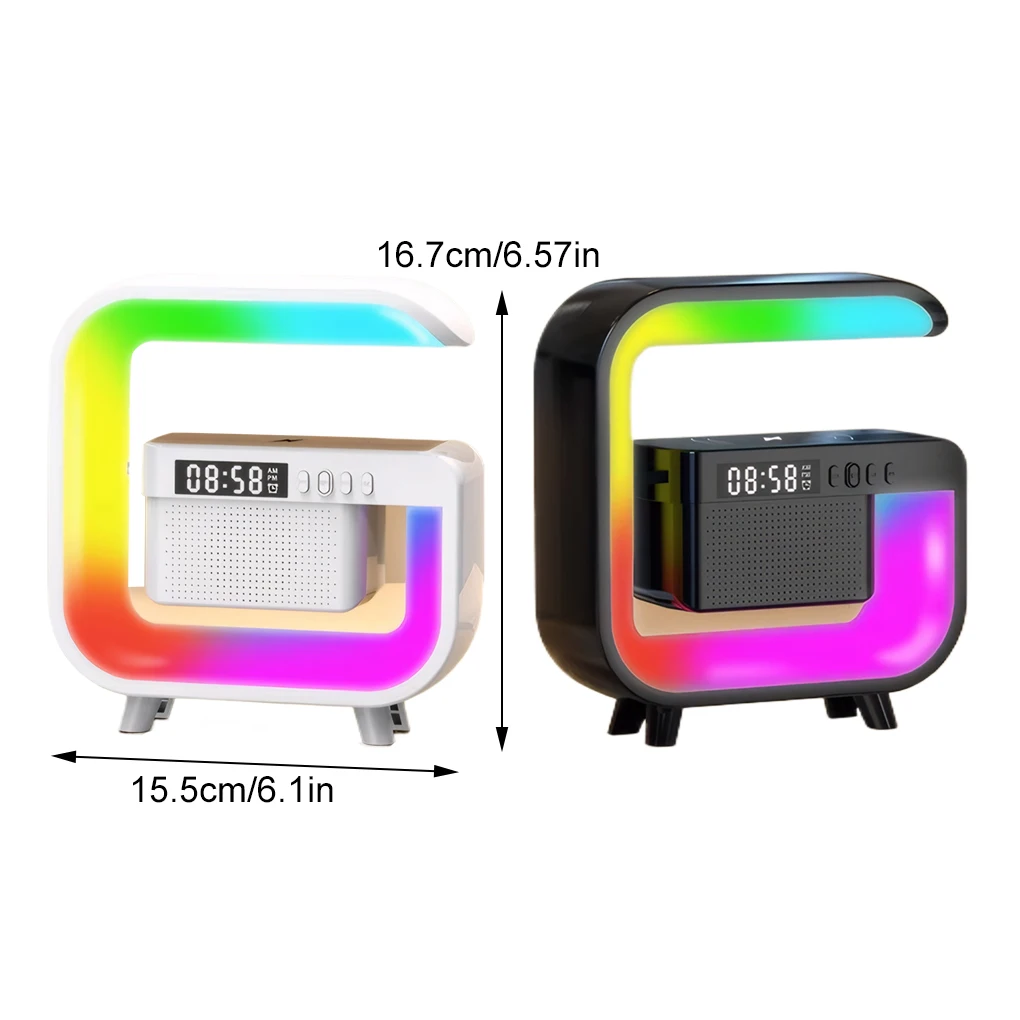 جو متعدد الوظائف RGB ساعة مكتب ضوء الليل شاحن لاسلكي مكبرات صوت بخاصية البلوتوث آيفون لشاومي شحن سريع