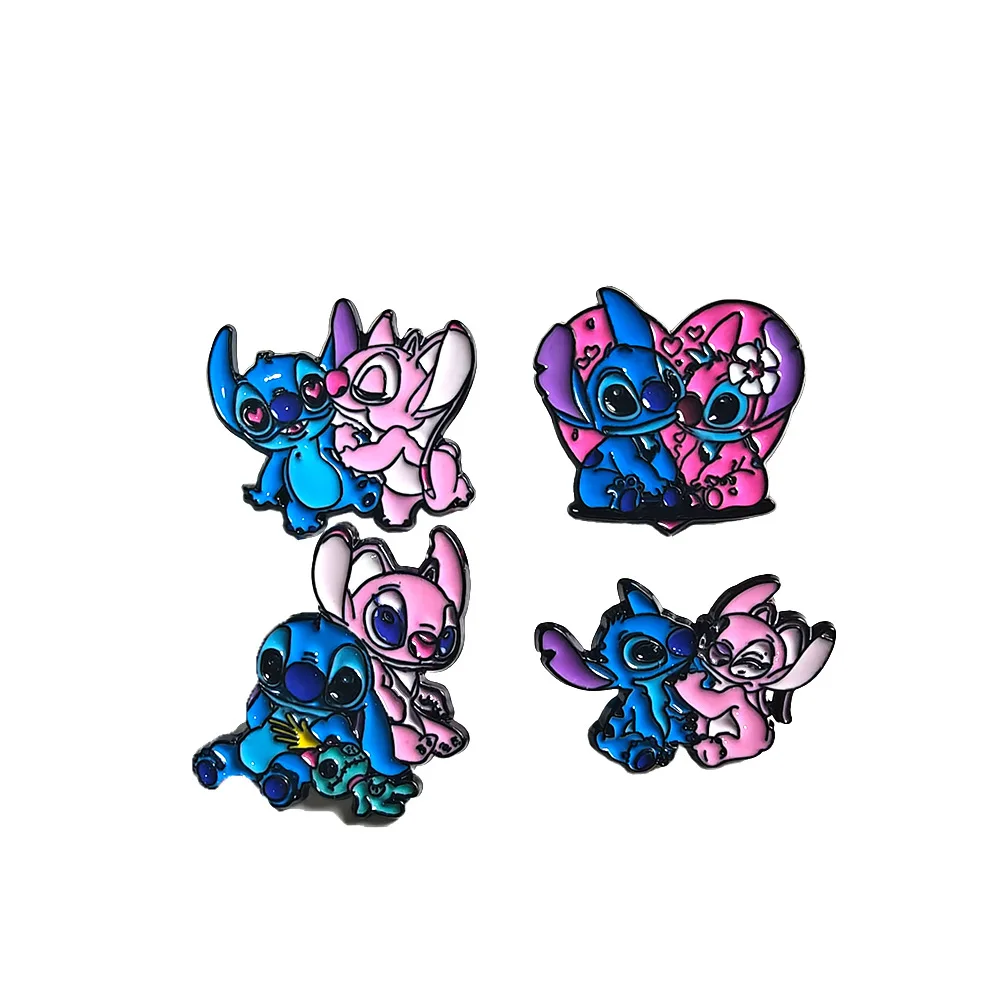 

Cross Border Cartoon Stitch Couple Brooch Interstellar Baby Stitch Angel Cute Badge Brooch Clothing Accessories Y2k Fashion Toys