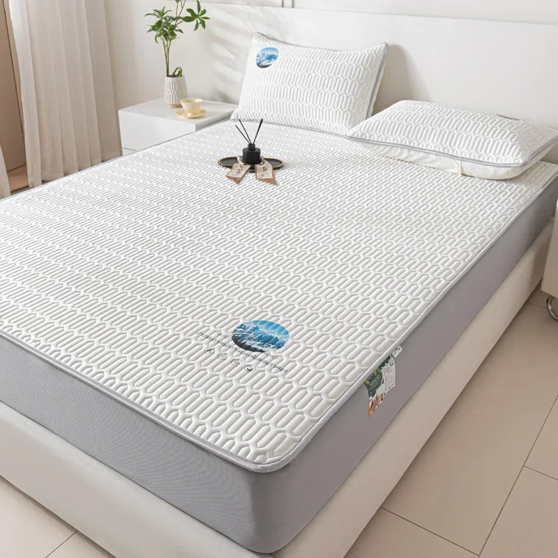 

Summer Latex Cool Fitted Bed Sheet Pillowcase Set Home Textiles Non-slip Mattress Cover Bed Cover Double Bedspread Washable