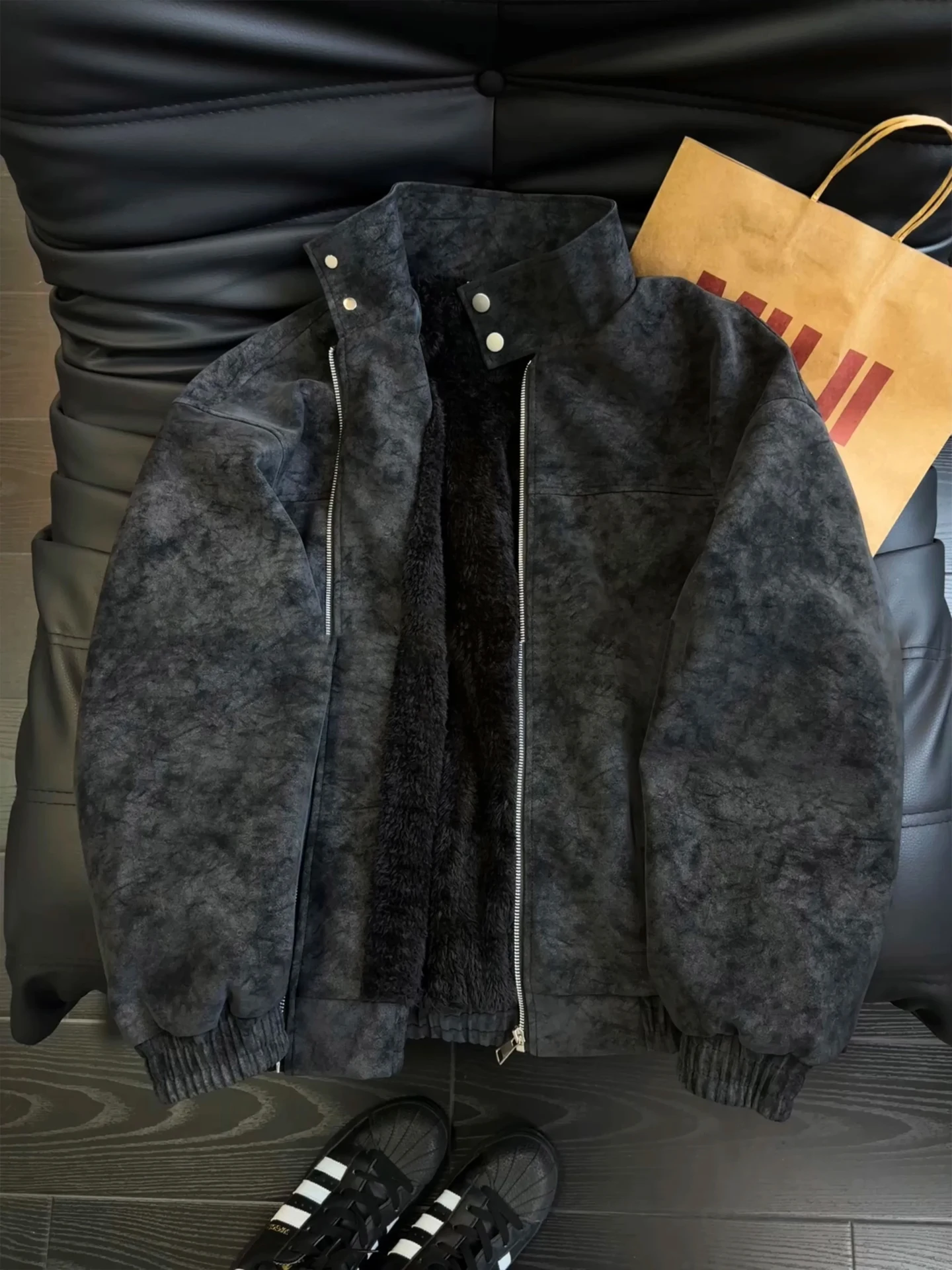 

Мужская зимняя куртка из матовой искусственной кожи с подкладкой из хлопка, с воротником-стойкой, в американском стиле, для мотоциклистов