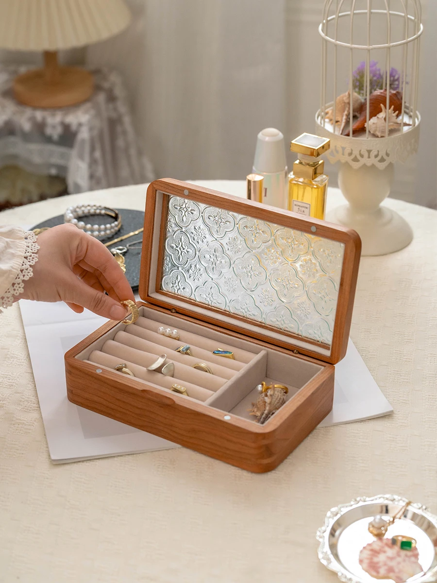 

Ele Gold Hardware Jewelry Box New Wedding Gift Ear Ring Storage Case Display Case Simple Sle Desktop Organization