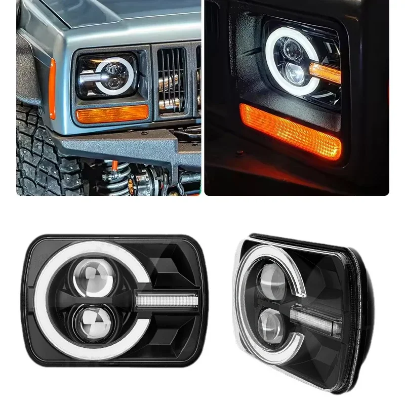 

120 Вт 7-дюймовые светодиодные фары для грузовиков 5X7 дюймов 7X6 дюймов Светодиодные фары с квадратным герметичным лучом и DRL для Toyota Hilux Pickup для Jeep