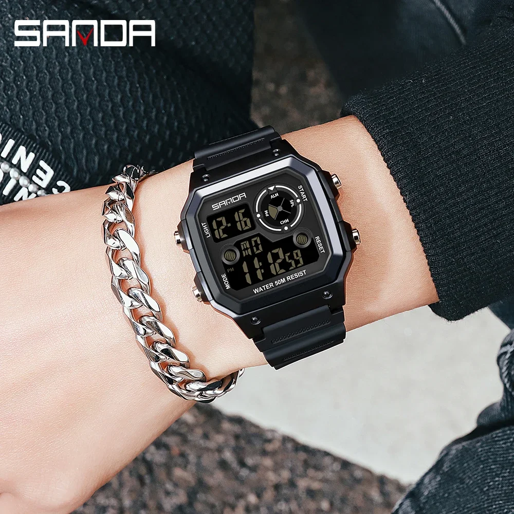2026 SANDA 418 New Outdoor Sports Watch Men's Waterproof Countdown Digital Watch Military Men's Electronic Watch view 6