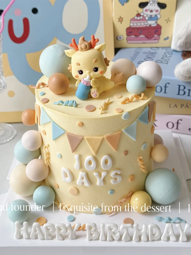 1st Dragon Baby Birthday Cake Decoration Riding Dragon Baby Birthday Cake Topper Kids Happy Jungle Dino Birthday Party Decor