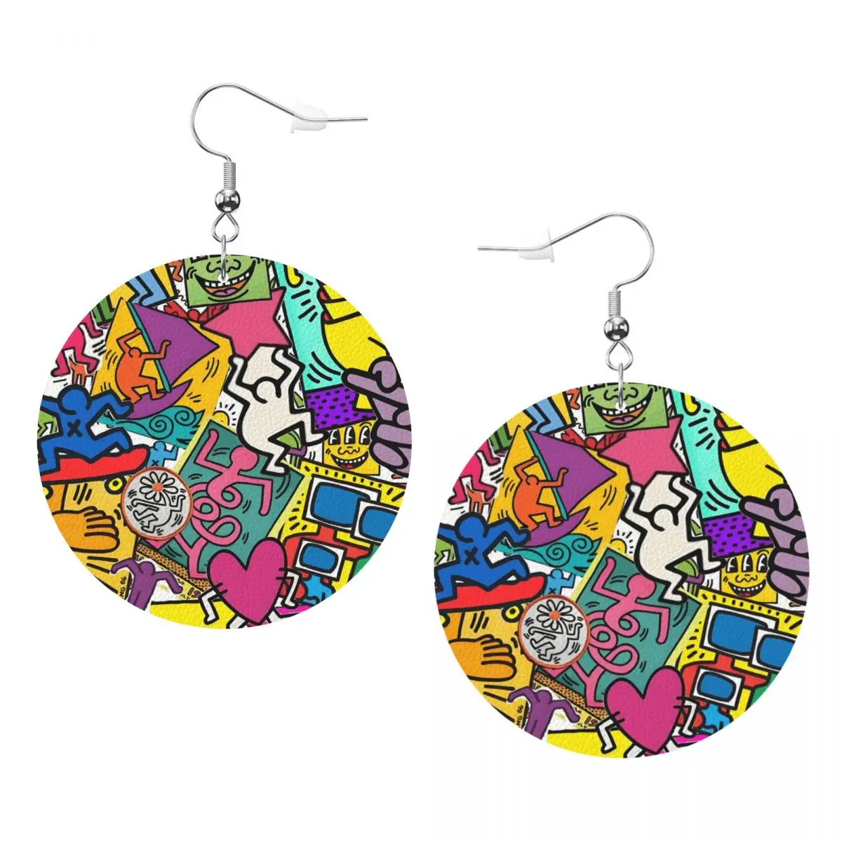 

Custom Haring Leather Teardrop Earrings for Women Leather Earrings Fashion Lightweight for Parties Holidays